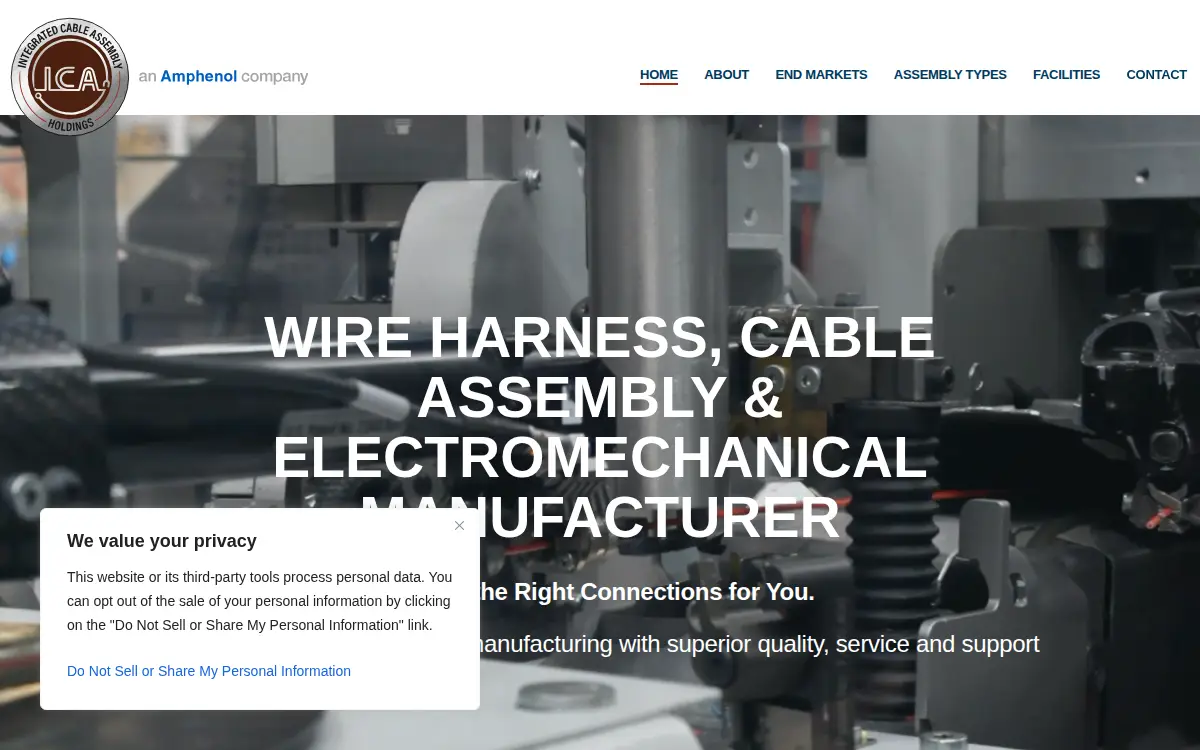 Homepage of Integrated Cable Assembly Holdings, INC.