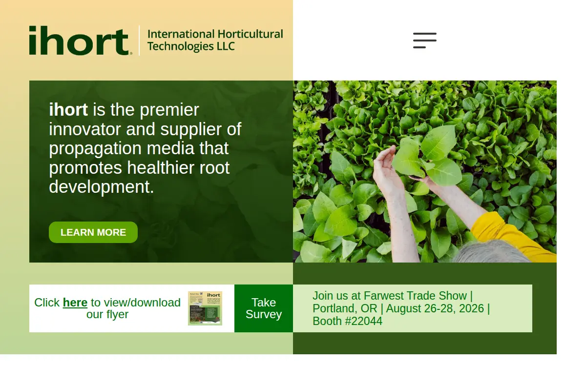 Homepage of International Horticultural Technologies LLC