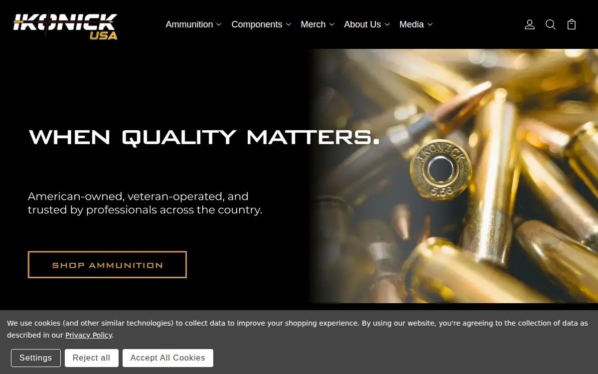 Homepage of Ikonick Munitions LLC