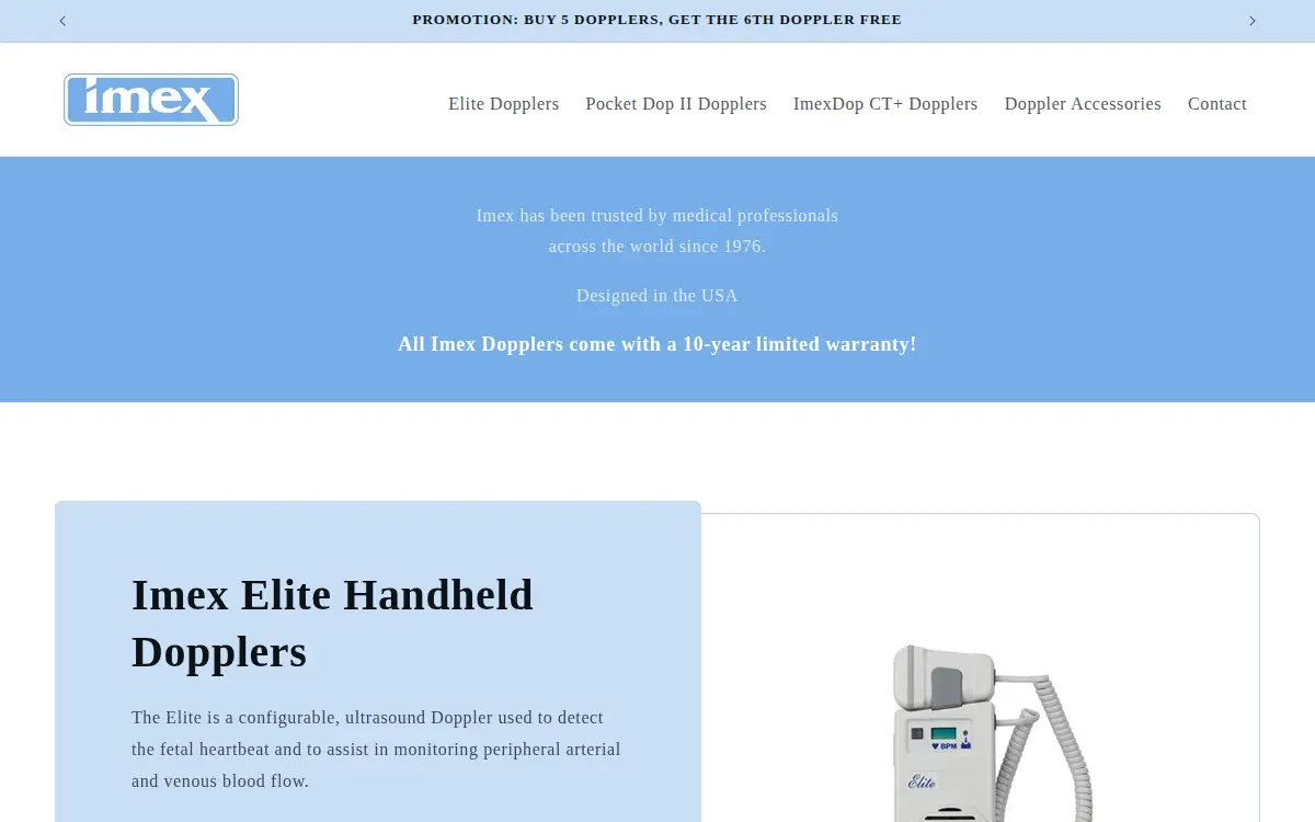 Homepage of Imex LLC