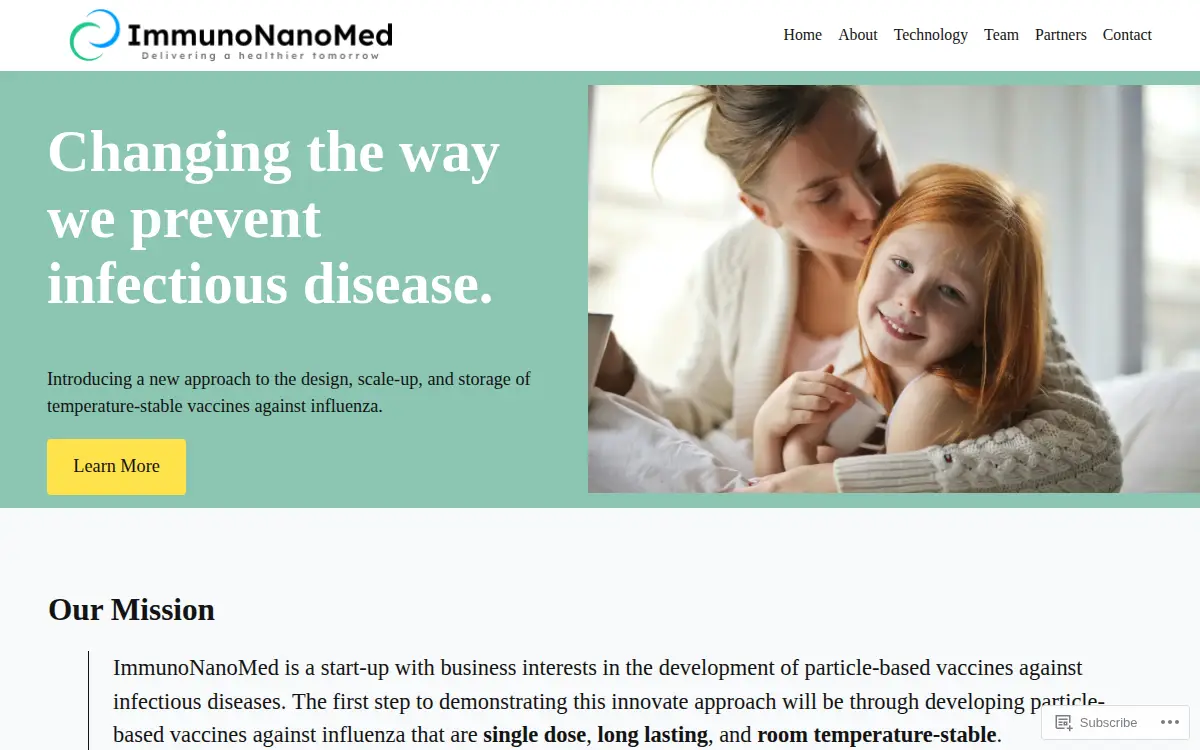 Homepage of Immuno Nano Med, INC