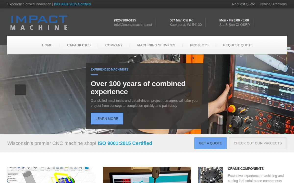 Homepage of Impact Machine LLC