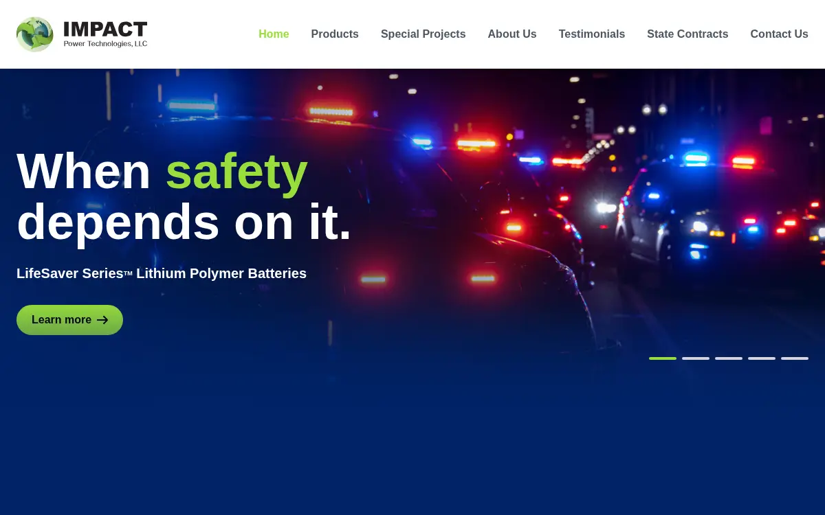Homepage of Impact Power Technologies LLC