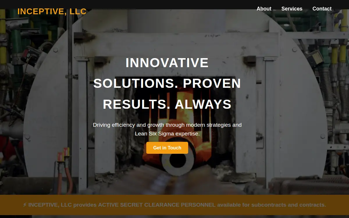 Homepage of Inceptive, LLC