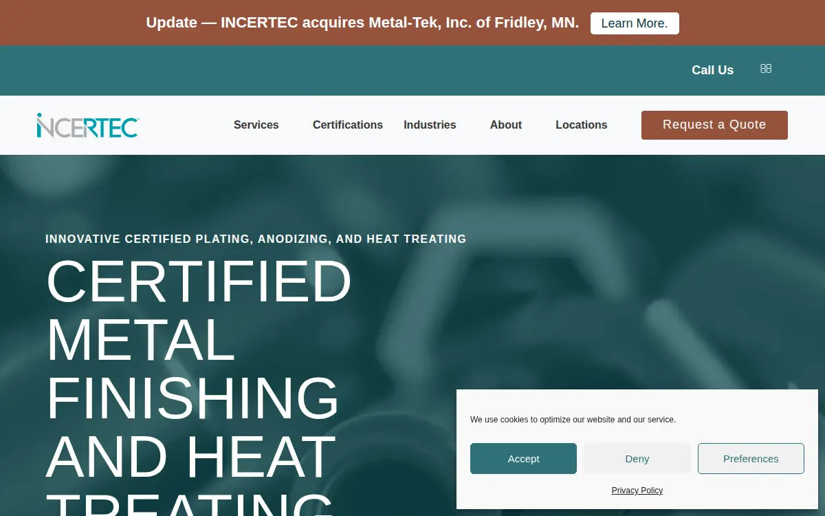 Homepage of Innovative Certified Technical Plating, L.l.c