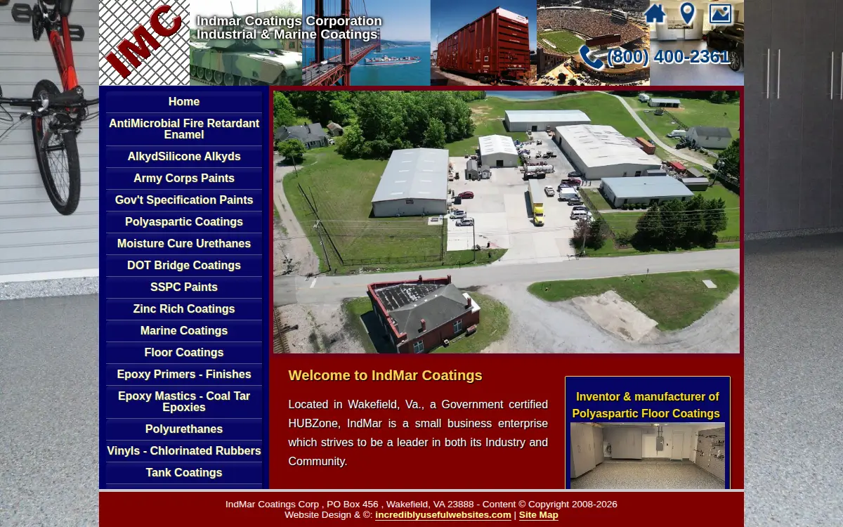 Homepage of Indmar Coatings Corporation