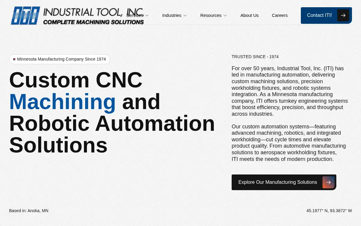 Homepage of Industrial Tool, INC.