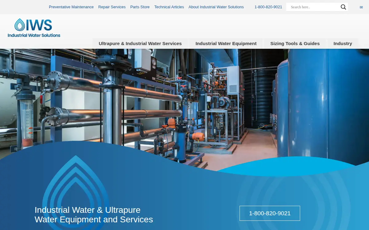 Homepage of Industrial Water Solutions, LLC