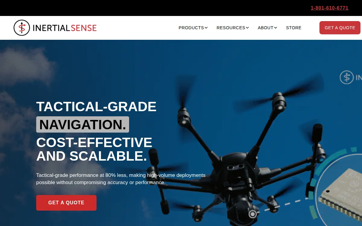 Homepage of Inertial Sense, INC.