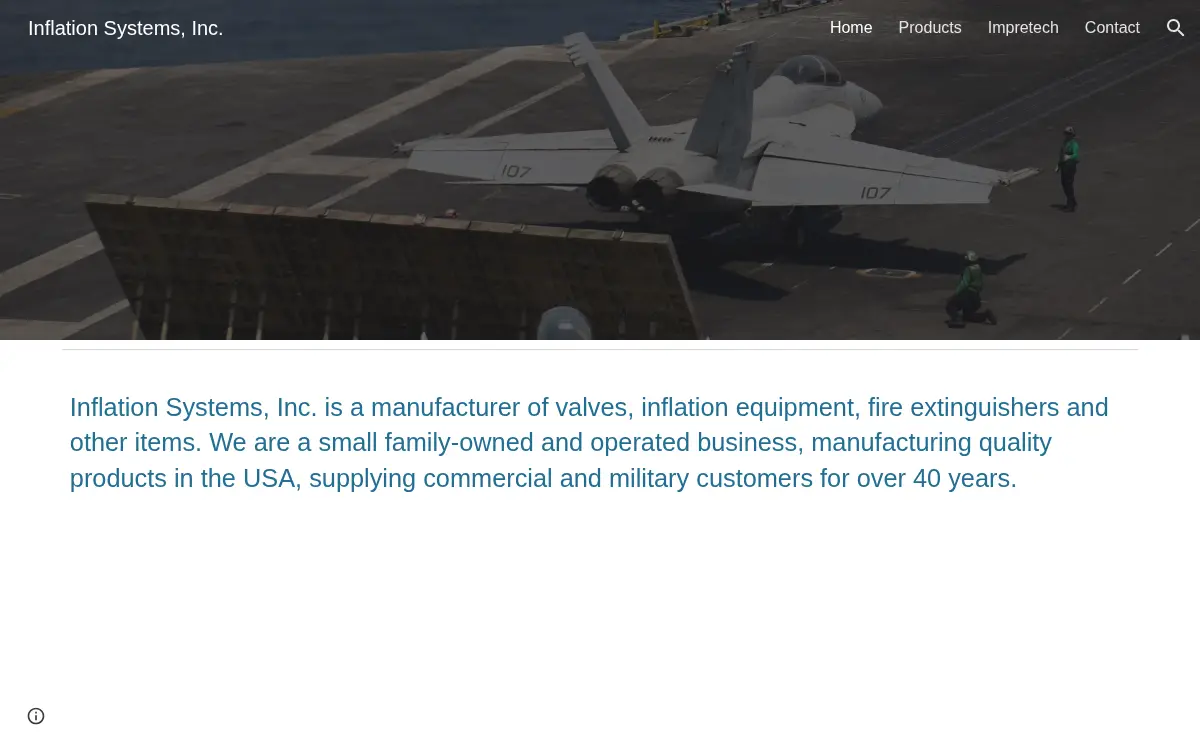 Homepage of Inflation Systems, INC.