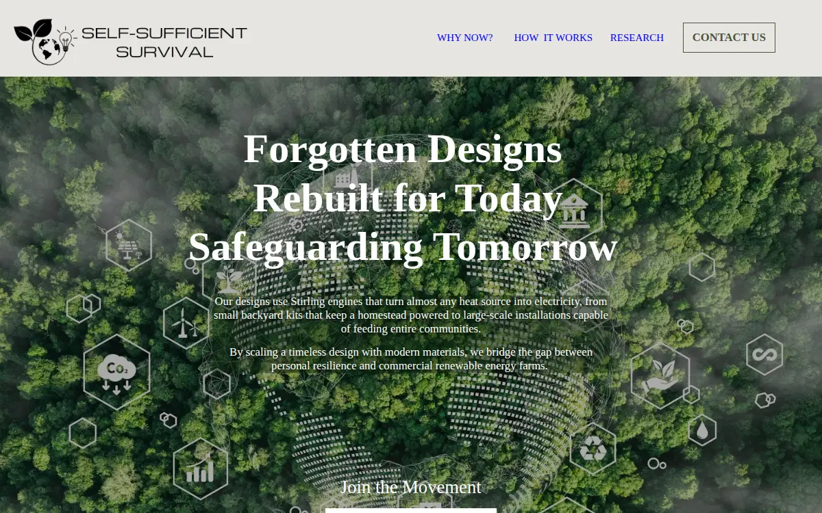Homepage of Self Sufficient Survival, LLC