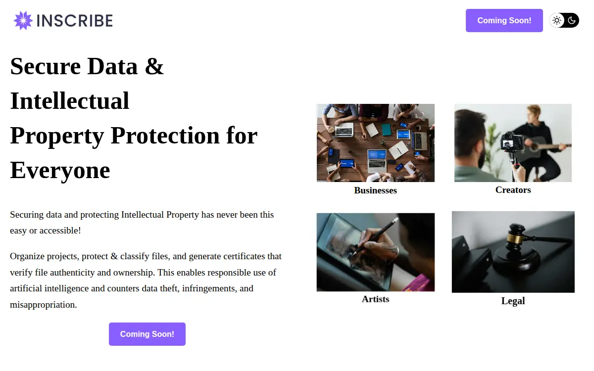 Homepage of Inscribe Technologies CO