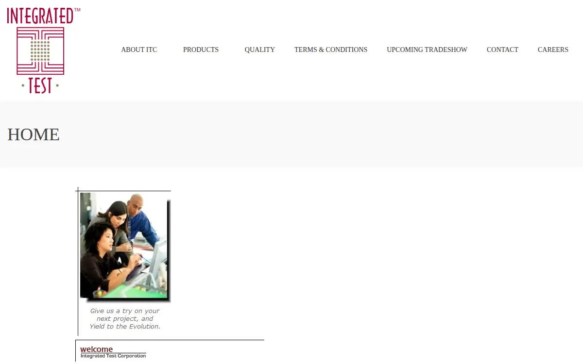 Homepage of Integrated Test Corporation