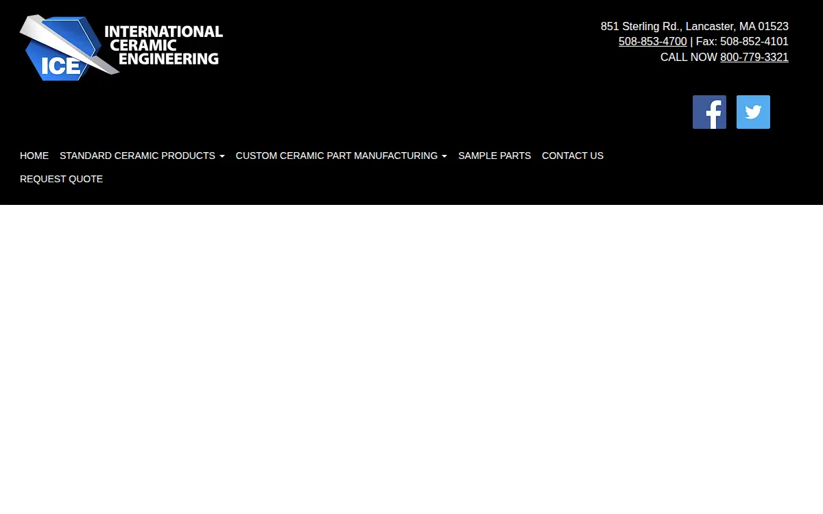 Homepage of International Ceramic Engineering, LLC