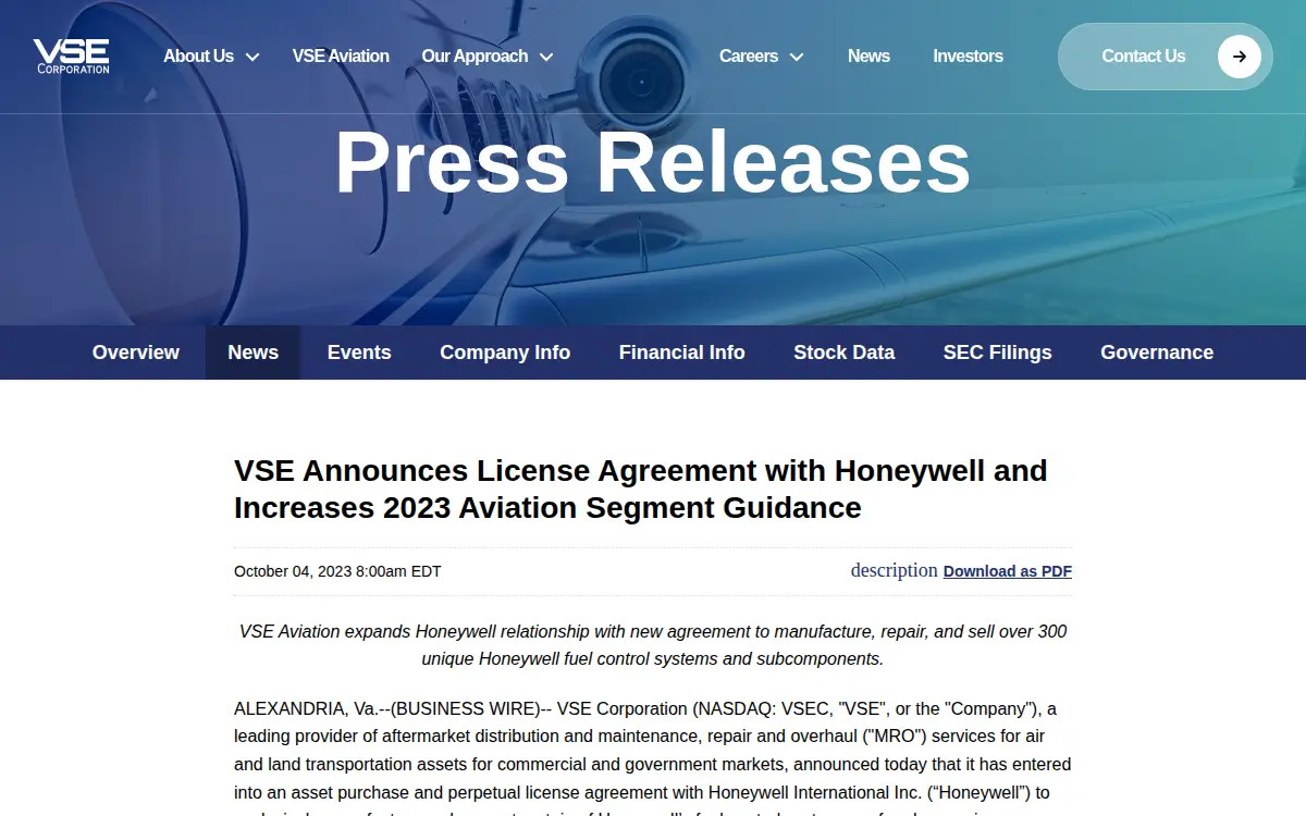 Homepage of Vse Aviation, INC