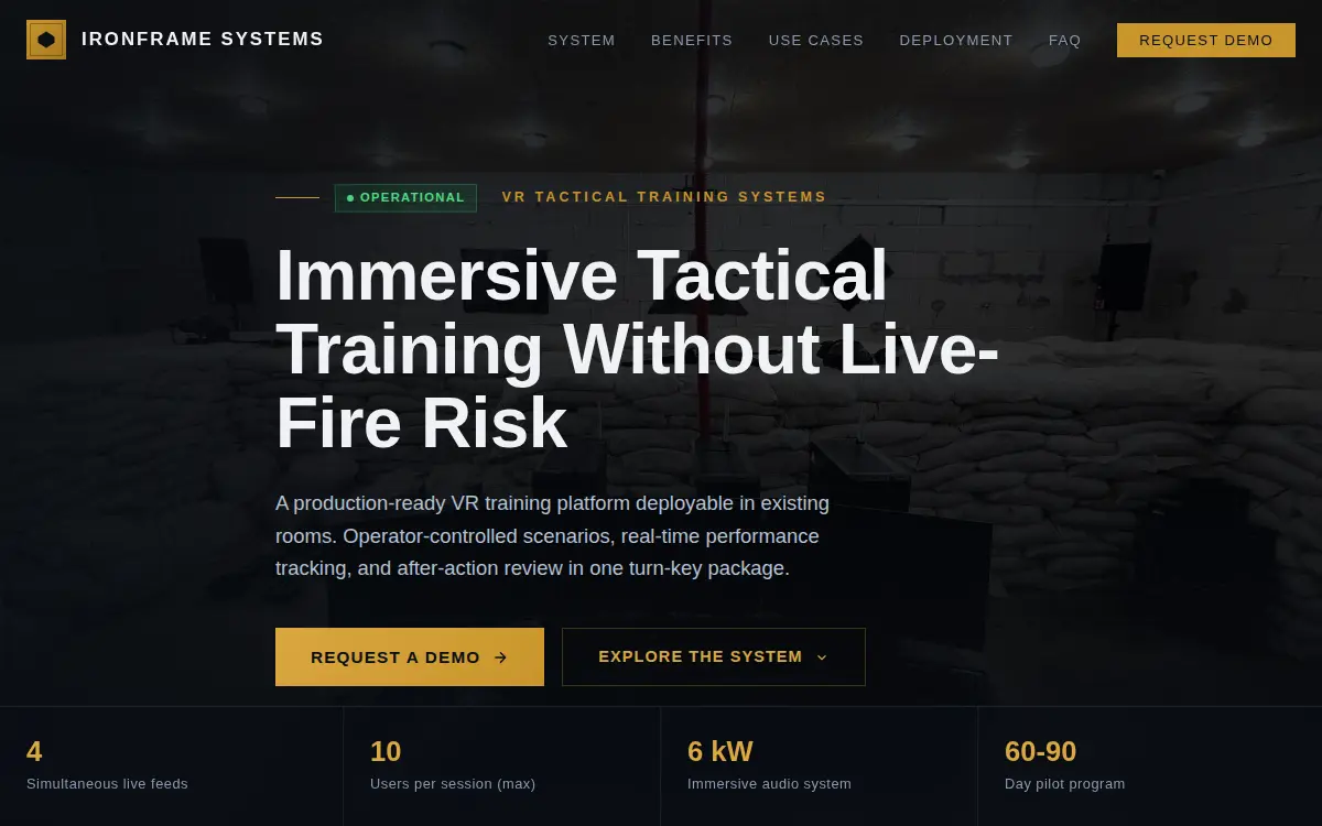 Homepage of Ironframe Systems LLC