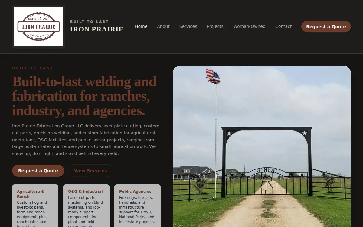 Homepage of Iron Prairie Fabrication Group LLC