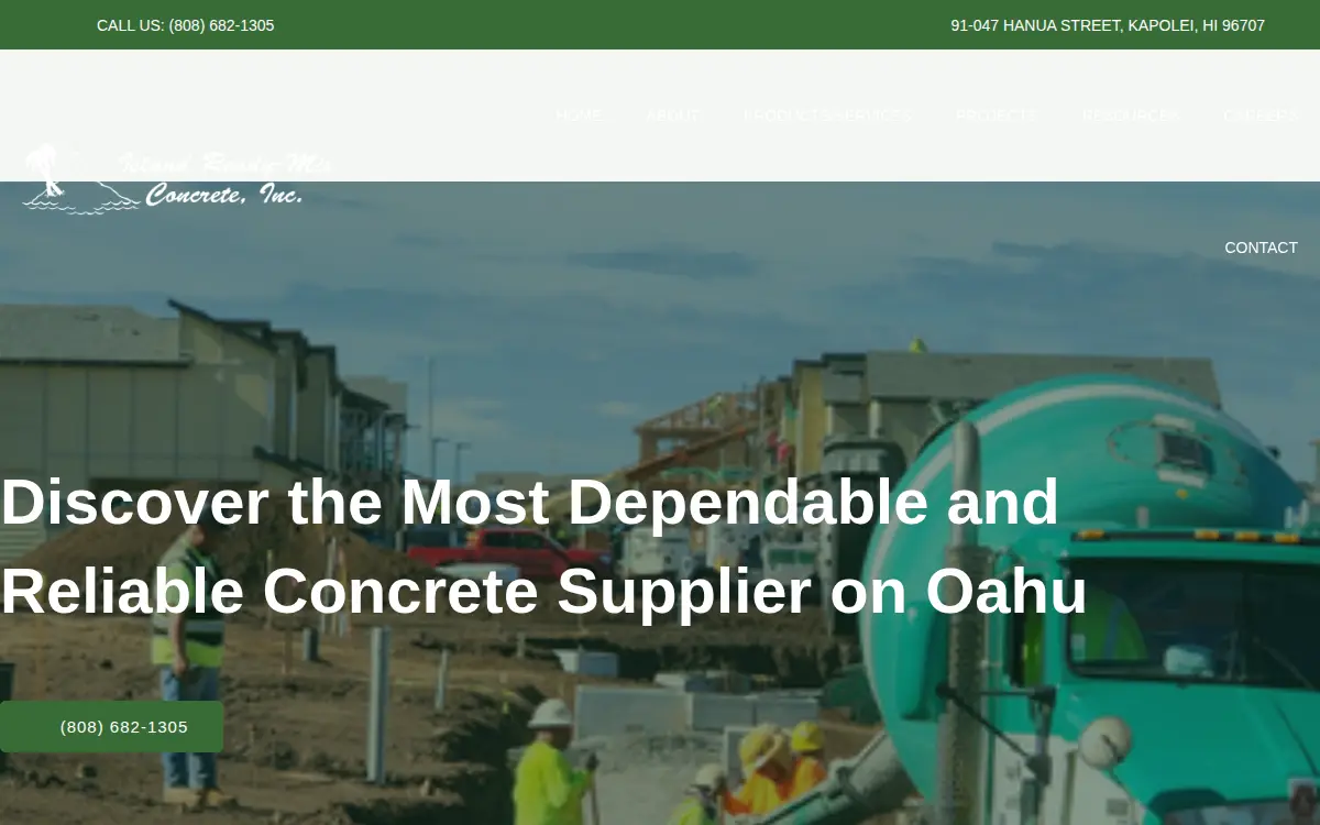 Homepage of Island Ready-mix Concrete INC