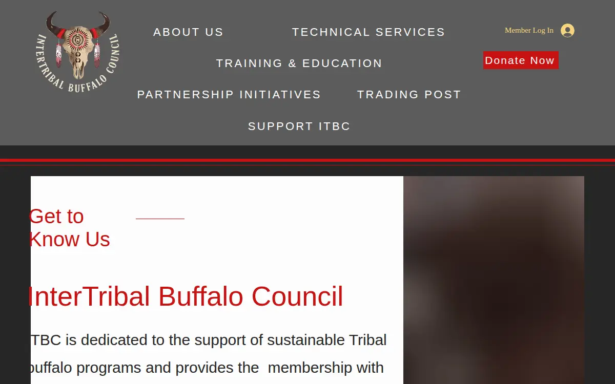Homepage of Intertribal Buffalo Council