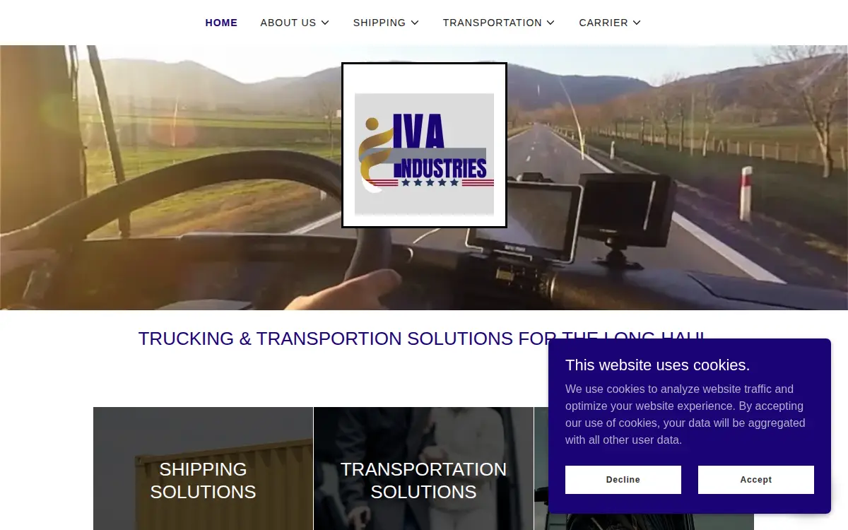 Homepage of Iva Trucking LLC
