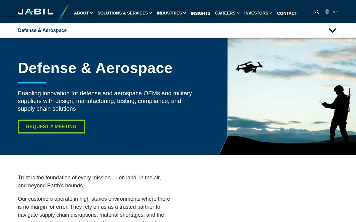 Homepage of Jabil Defense and Aerospace Services, LLC