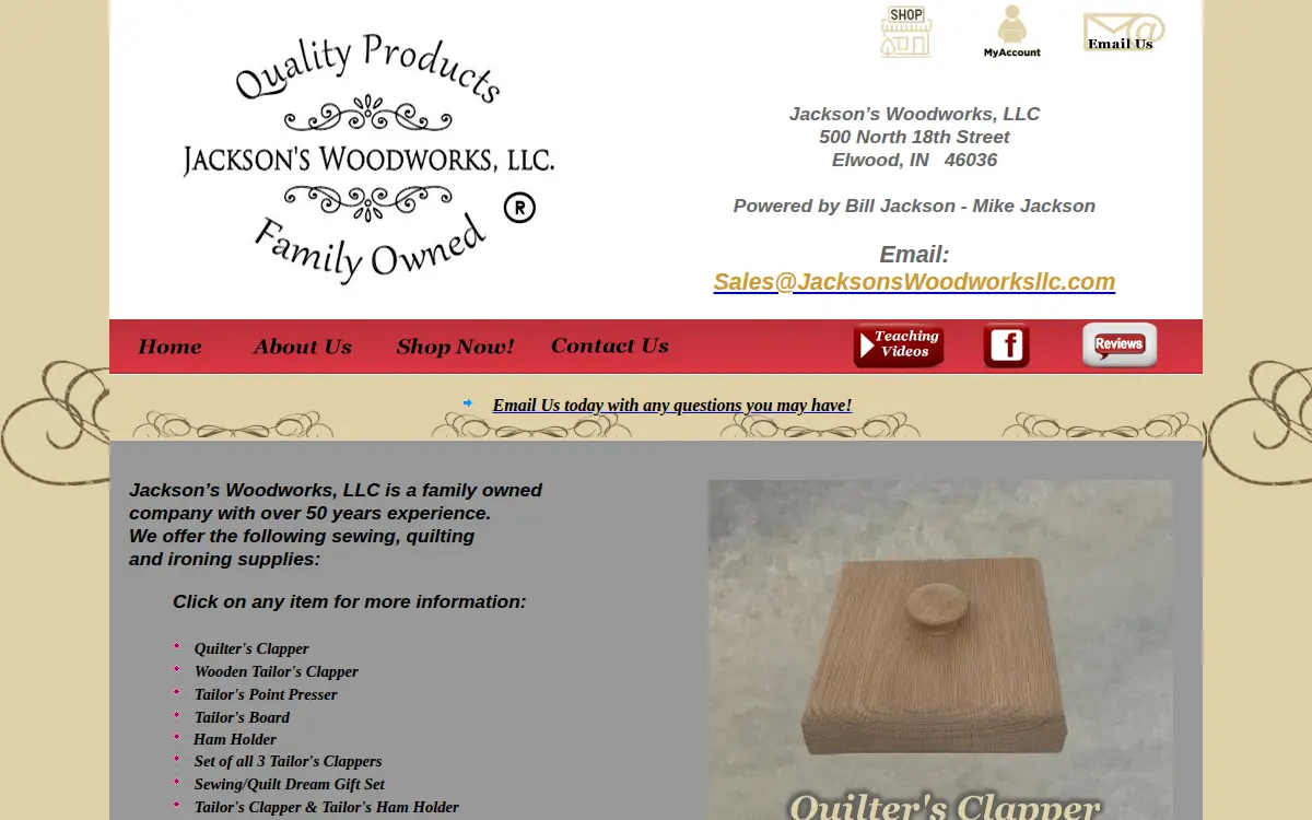 Homepage of Jacksons Woodworks LLC