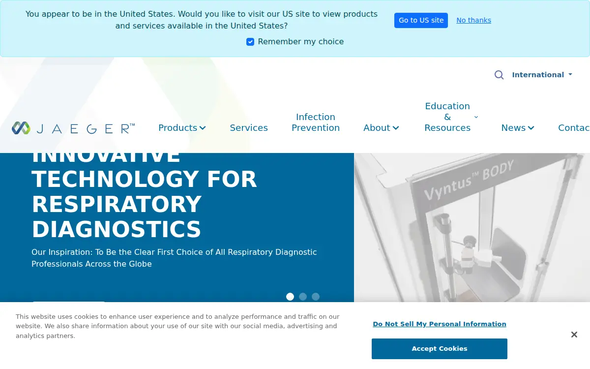 Homepage of Jaeger Medical America, INC