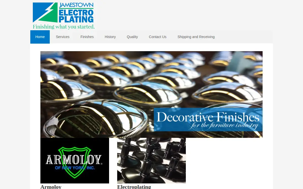 Homepage of Jamestown Electro Plating Works, INC