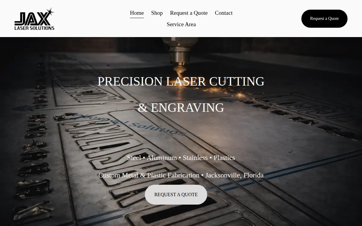 Homepage of Jax Laser Solutions LLC