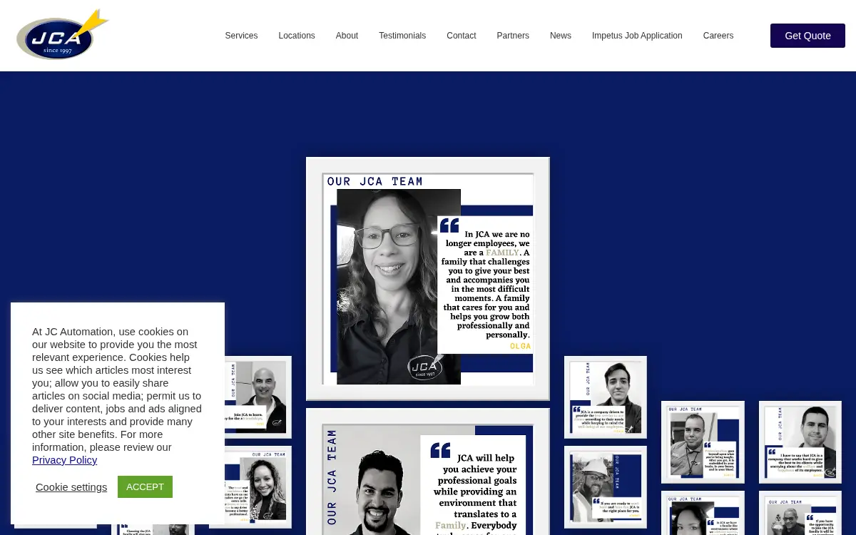 Homepage of J C Automation, CORP.