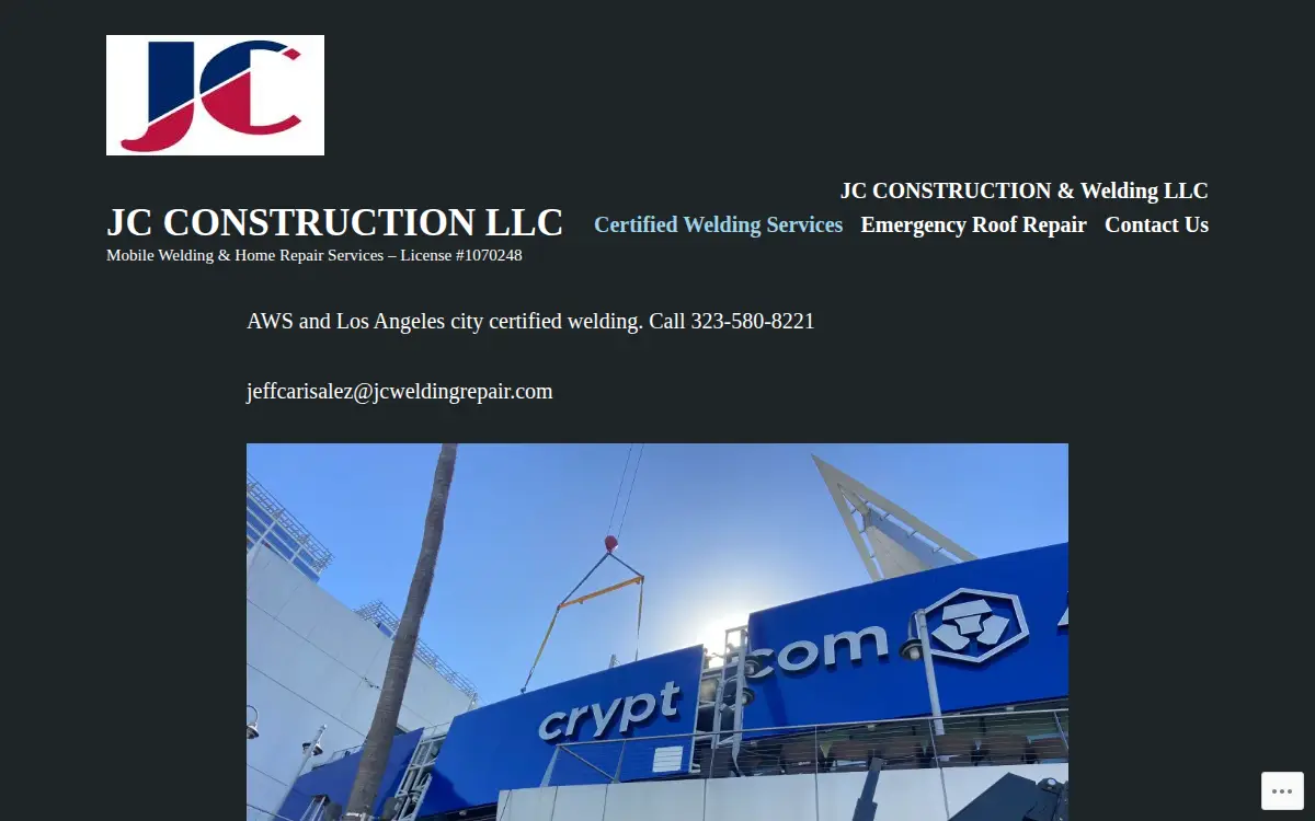 Homepage of Jc Construction and Welding LLC