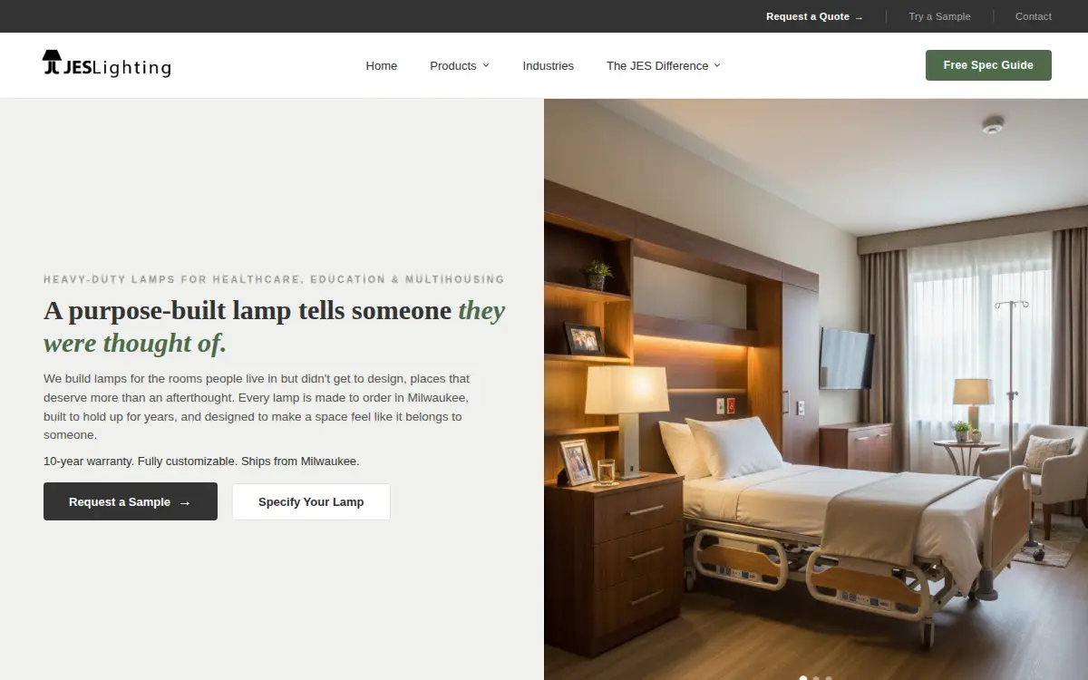 Homepage of Jes Lighting, INC