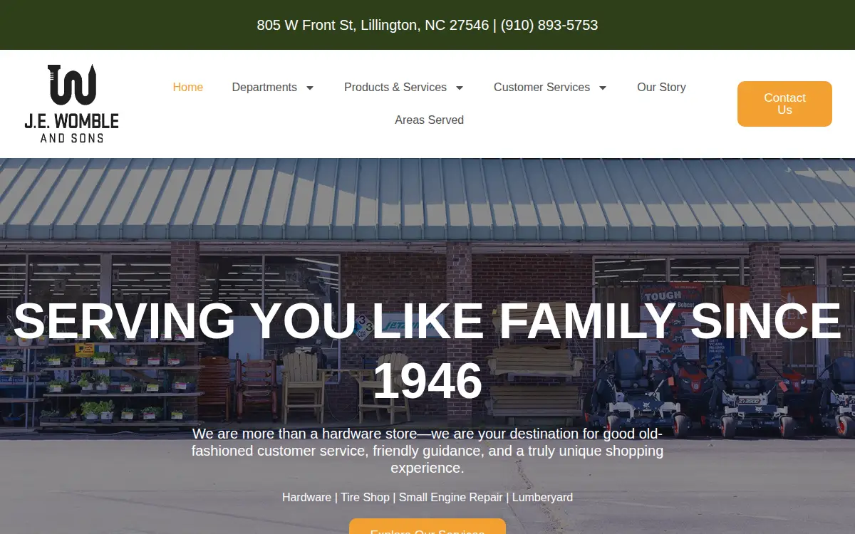 Homepage of J. E. Womble and Sons, Incorporated