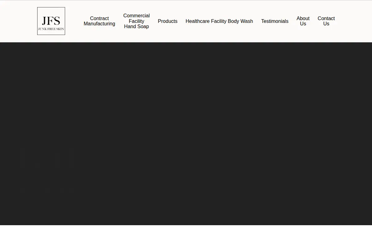 Homepage of Junk Free Skin LLC