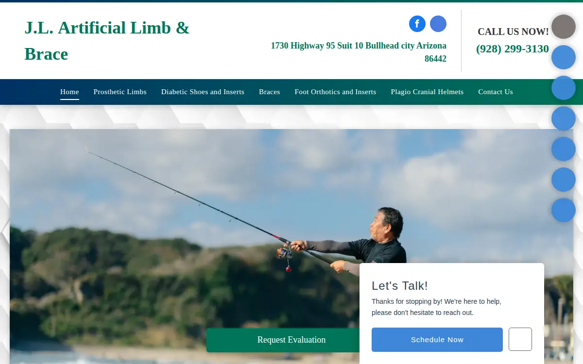 Homepage of J.l. Artificial Limb & Brace, LLC
