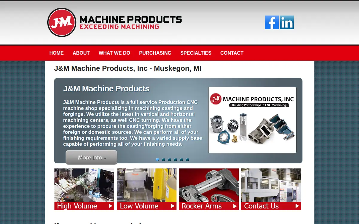 Homepage of J & M Machine Products INC