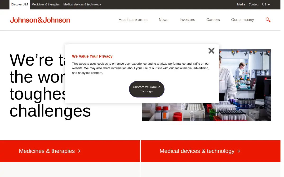 Homepage of Johnson & Johnson Health Care Systems INC.