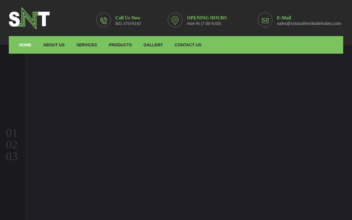Homepage of Snt Southern Boiler Tubes, LLC