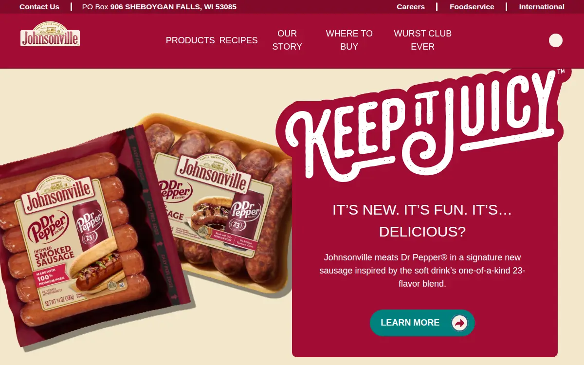 Homepage of Johnsonville LLC