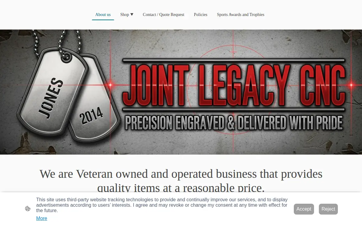 Homepage of Joint Legacy Cnc LLC