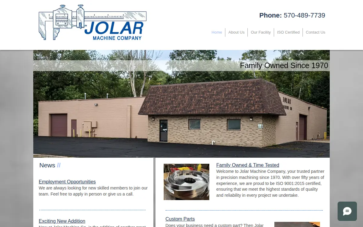 Homepage of Jolar Machine CO