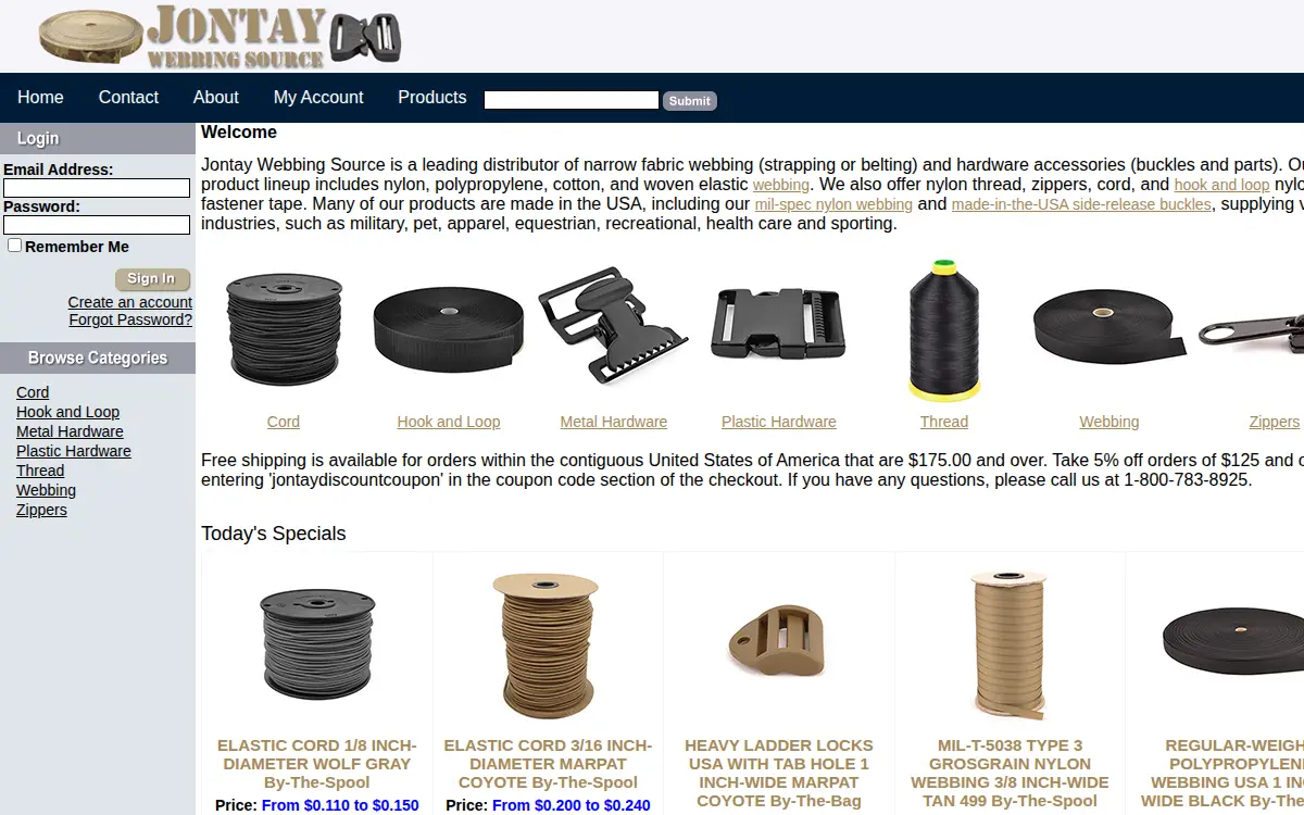 Homepage of Webbing Source INC