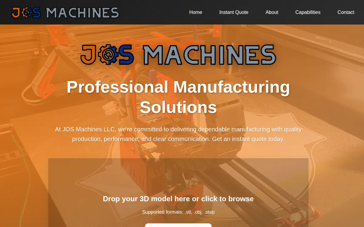Homepage of Jos Machines LLC