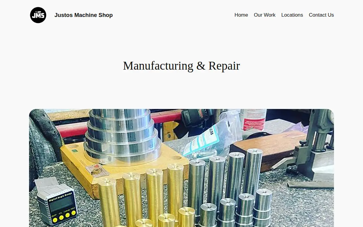 Homepage of Justos Machine Shop INC