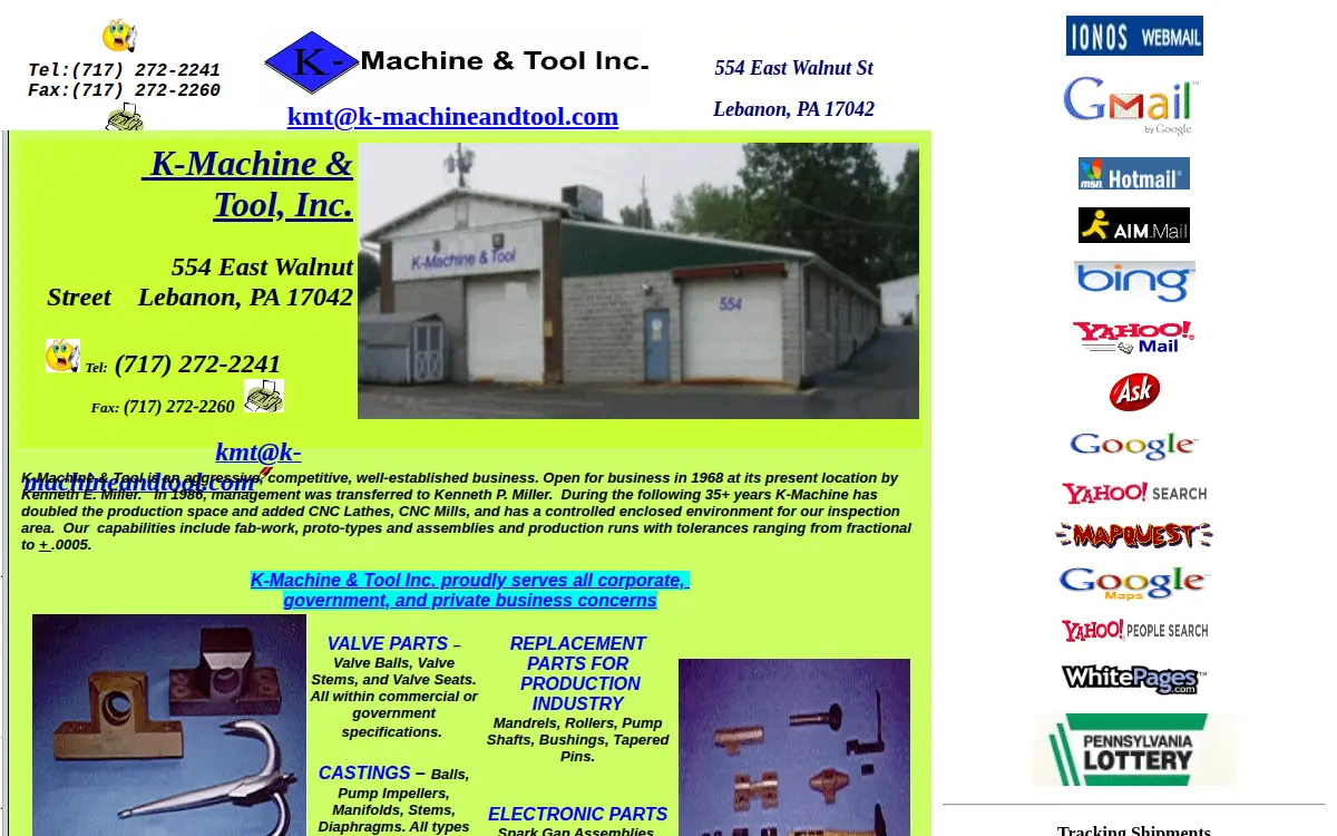 Homepage of K Machine & Tool INC