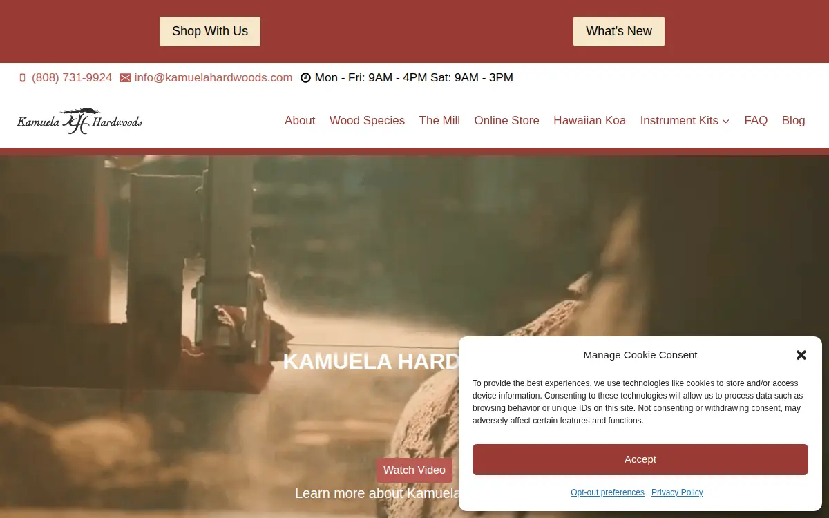 Homepage of Kamuela Hardwoods, INC