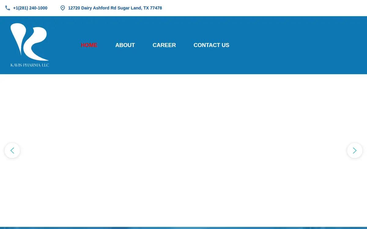Homepage of Kavis Pharma LLC