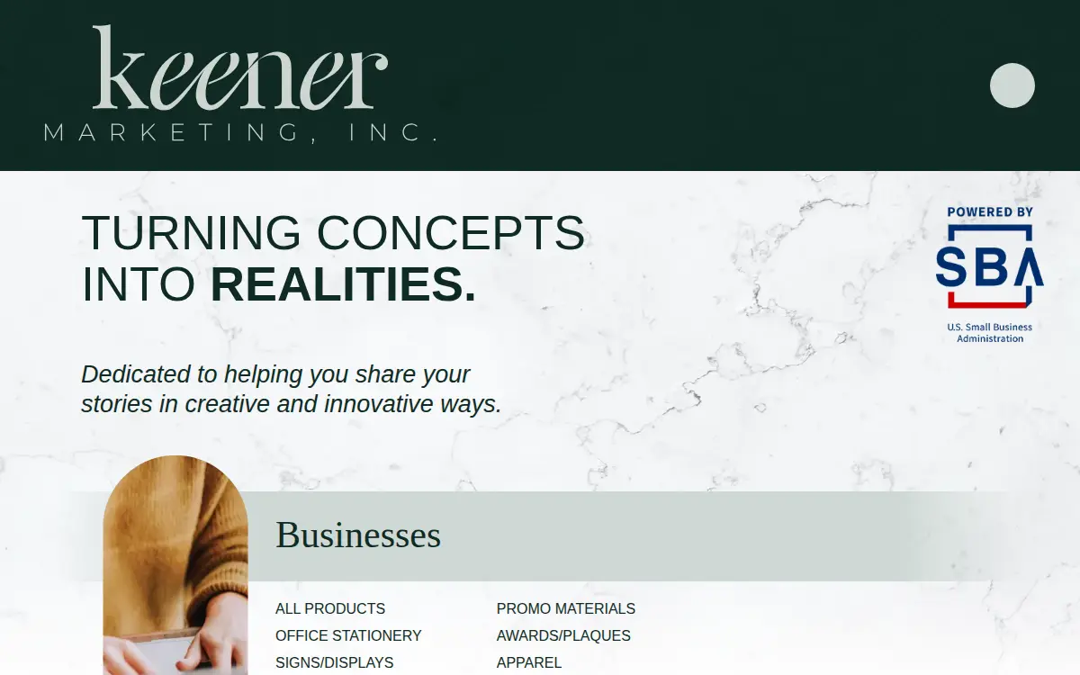 Homepage of Keener Marketing, INC.