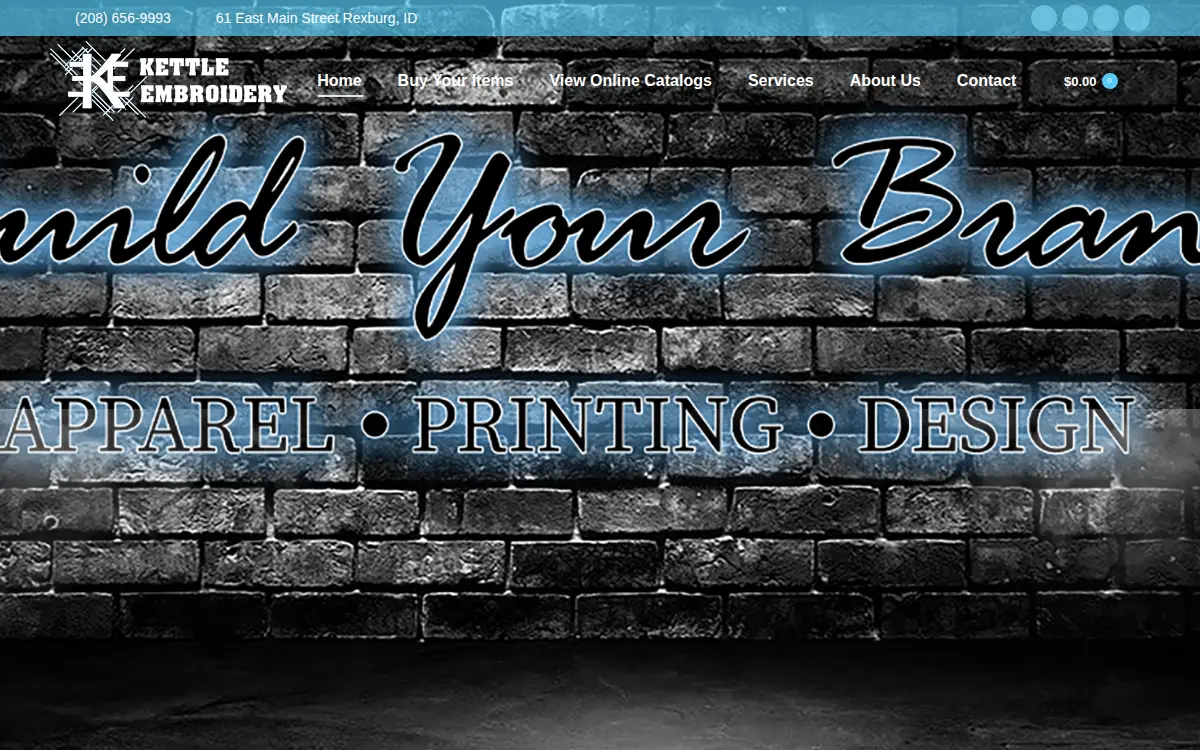 Homepage of Kettle Embroidery LLC