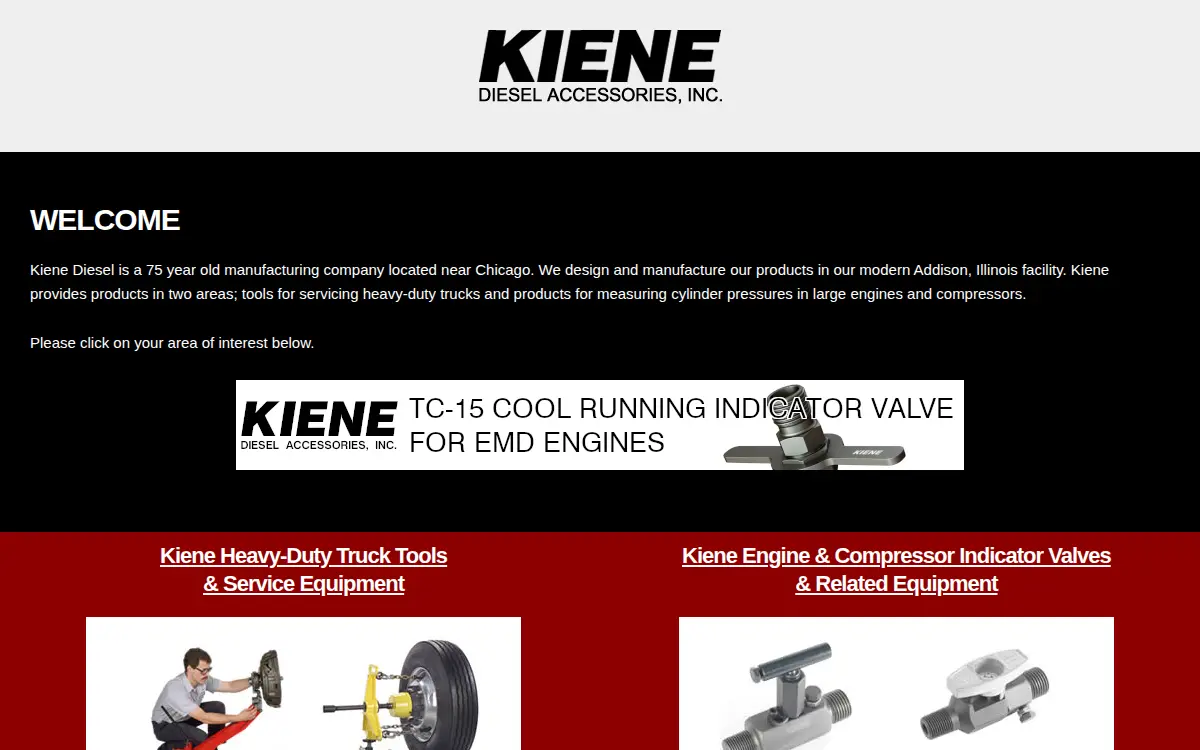Homepage of Kiene Diesel Accessories, INC.
